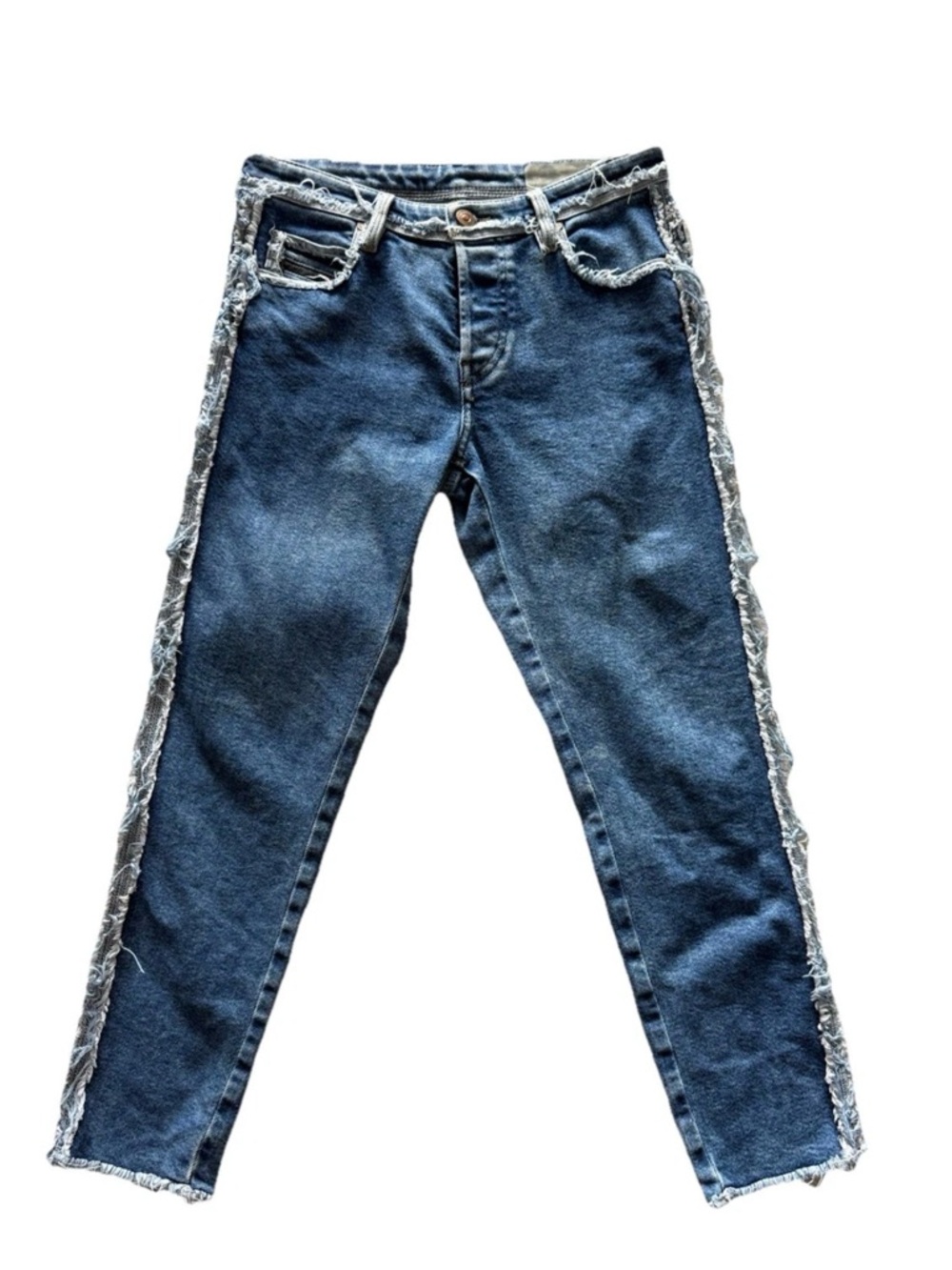 Diesel Dark Blue Skinny Capri Jeans with Frayed Side Trim Women Size 26